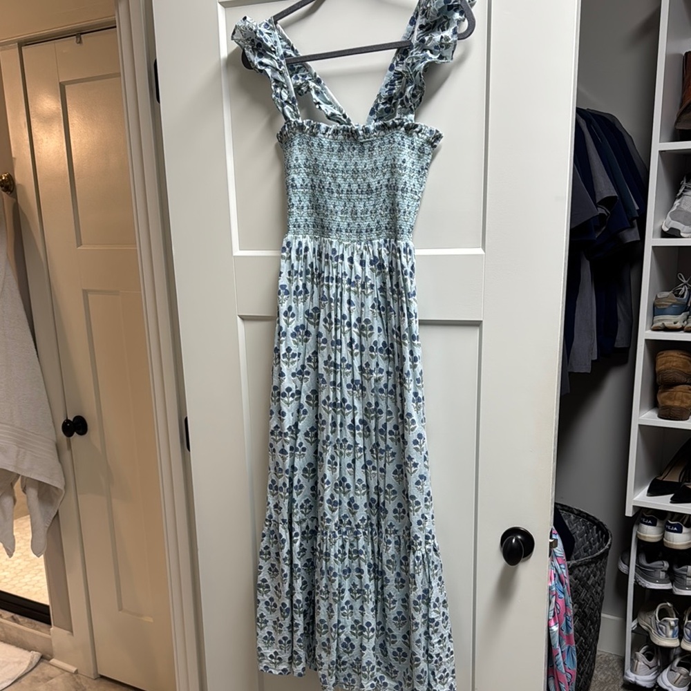 Marea Sasco dress in blue block print - Size S